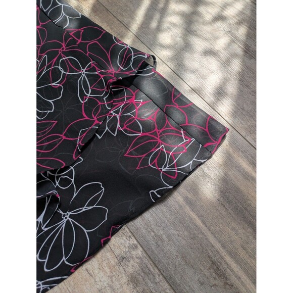 CATO Maxi Skirt Women's Plus Size 14/16 Black and Pink Floral Tulip Layered Tier - Picture 3 of 6